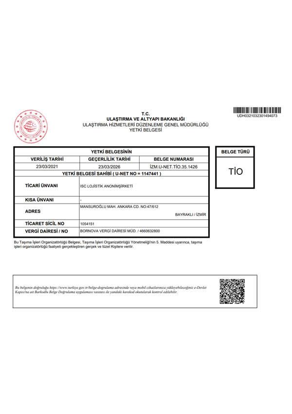 TIO Authorization Certificate